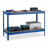 Relaxdays Werkbank, 2 etages, verstelbaar, tot 300 kg, garage, 90,5x141x61 cm, staal