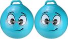 SKIPPY BUDDY 2x stuks skippybal smiley voor kinderen blauw 55 cm - Zomer buiten speelgoed