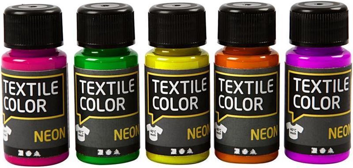 creotime Textile Color Neon Kleuren Assortiment - 5x50 ml