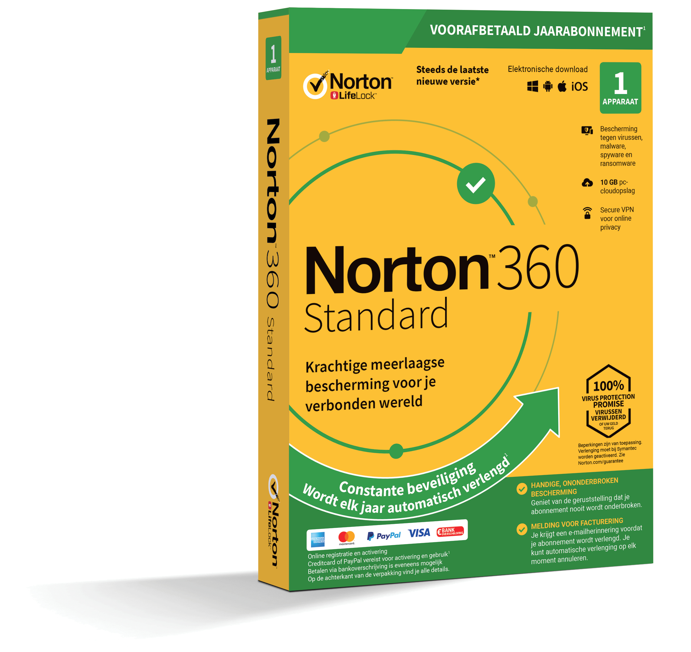 Norton 360 Standaard | 1Installatie - 1Jaar | Windows - Mac - Android - iOS | 10Gb Cloud backup