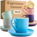 Cosumy Set van 6 Pastelkleurige Espressokopjes met Schoteltjes - 90 ml