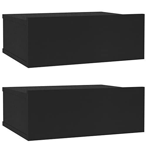 vidaXL Nachtkastje zwevend 40x30x15 cm bewerkt hout zwart - 8719883186399