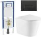 Geberit QeramiQ Dely Toiletset - 36.3x51.7cm - diepspoel - rimless - Geberit UP720 inbouwreservoir - softclose toiletzitting - mat zwarte bedieningsplaat - rechtehoekige knoppen - met Burda frame - mat wit