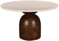 DÉJA Living Eettafel Miro Rond - Marmer/Hout - Donkerbruin - 130x130x75cm
