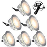 ZELURXX Lot de 6 éclairages de sol LED IP67 Acier inoxydable 12V blanc chaud extérieur intérieur escaliers terrasses
