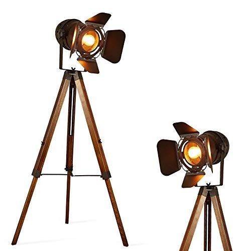 Barcelona LED Vintage vloerlamp tripod - cinema stijl - hout statief - LV 234