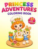 Princess Adventures Coloring Book: 37 Cute Princesses and Animal Friends | Kawaii Coloring Book for Kids Ages 4-8