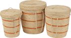 J-Line panier Rayures + Couvercle - textile - naturel/orange - set de 3