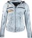 Urban 5884® - Dames Biker Jack van Lamsleer met Afneembare Hoodie - Craft Grijs - Maat 2XL