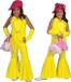 Funny Fashion Panda Funny Fashion Jaren 80 & 90 Kostuum Neon Geel Jumpsuit Meisje Maat 128 Carnaval kostuum Verkleedkleding
