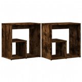 vidaXL Bijzettafels 2 st 50x30x50 cm bewerkt hout gerookt eikenkleurig