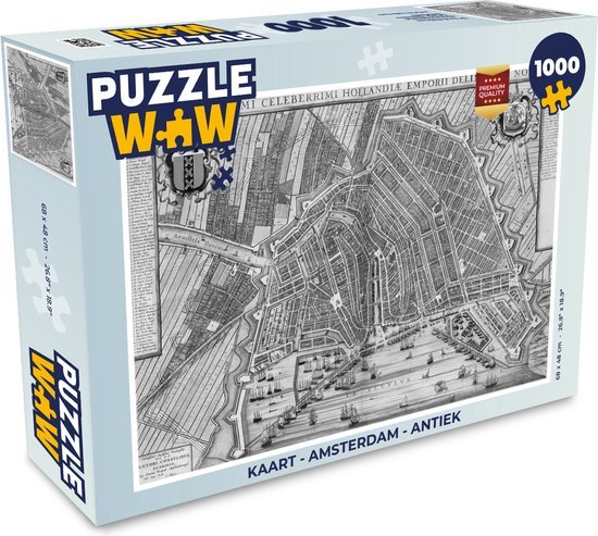 MuchoWow Puzzel Kaart - Amsterdam - Antiek - Legpuzzel - Puzzel 1000 stukjes volwassenen