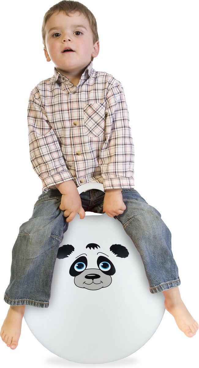 Relaxdays skippybal dier - Ø 45 cm - springbal - vanaf 3 jaar - handgreep - diverse prints - panda