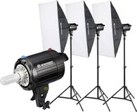 Bresser BRM-300AM Studio Flitsset - 3 x 300W - Incl. 3 Softboxen met Statief