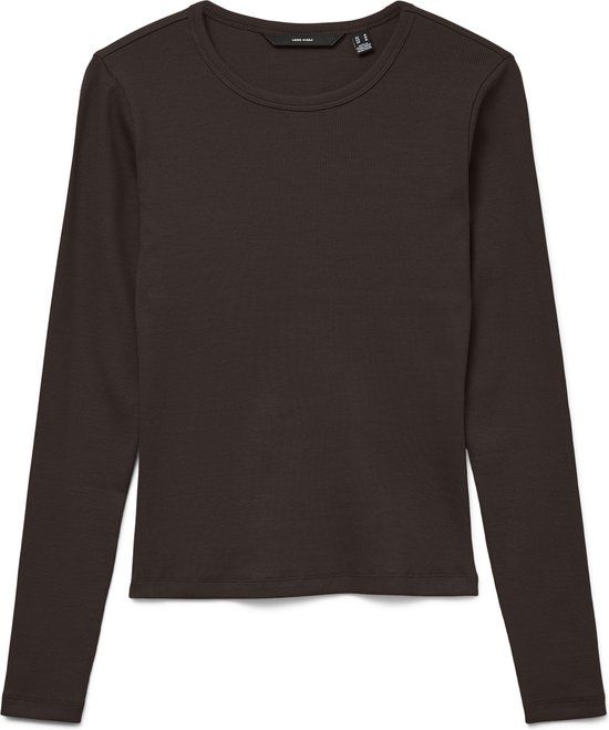 Vero Moda T-shirt Vmchloe Ls Short Top Jrs Noos 10306897 Chocolate Torte Dames Maat - XL