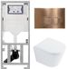 QeramiQ Dely Toiletset - 36.3x51.7cm - diepspoel - rimless - Geberit UP320 inbouwreservoir - met Burda frame - softclose toilet zitting - 35mm - koperen bedieningsplaat - rechthoekige knoppen - glans wit