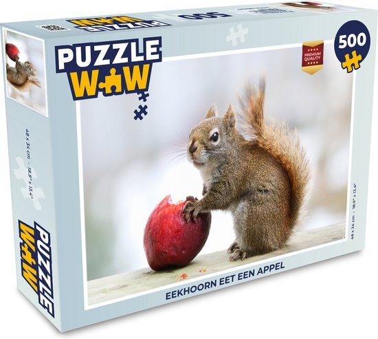 MuchoWow Puzzel Eekhoorn eet een appel - Legpuzzel - Puzzel 500 stukjes