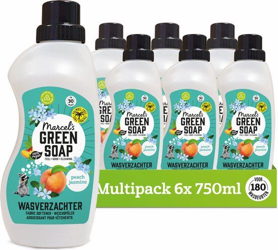 Marcel's Green Soap Wasverzachter - Perzik & Jasmijn - 6 x 750ml - 180 wasbeurten