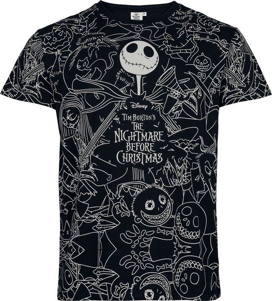 The Nightmare Before Christmas Characters Heren T-shirt - zwart - XXL