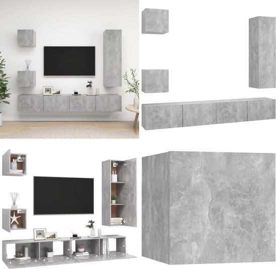 vidaXL 5-delige Tv-meubelset bewerkt hout betongrijs