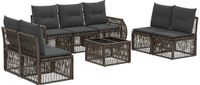 vidaXL Tuinbank - Set - 7 zitplekken - Grijs en Donkergrijs - Polyrattan