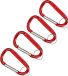 Trendoz Karabijnhaak porte-clés - 4x - Métal - Rouge - 8 cm