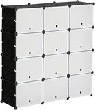 HOMCOM Regalsystem PP, Stahl 125L x 32B x 125H cm Schwarz+Weiß