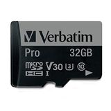 Verbatim PRO microSDHC-kaart 32 GB Class 10, UHS-I, UHS-Class 3 Incl. SD-adapter