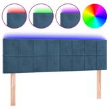 VidaXL Hoofdbord en Voeteind Donkerblauw Polyester/Hout 1440 mm x 50 mm x 780-880 mm