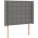 Tête de lit avec oreilles gris foncé 103x16x118/128 cm tissu