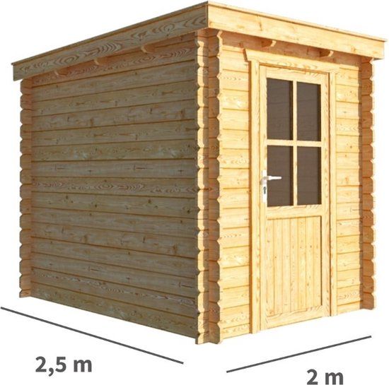 Merkloos Tuinhuisje Blokhut Els 200 cm bij 250 cm diep Lessenaarsdak bruin