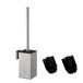 Mozmmhi Brosse de toilette en acier inoxydable 304, set de brosse de toilette avec fixation murale et porte-brosse de toilette, incluant 2 têtes de brosse (Square Silver)