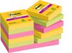 Post-it 622-12SS-CARN Zelfklevend Notitiepapier Vierkant Groen, Roze, Geel 90 vel