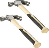 Relaxdays Klauwhamer Set van 2 - Amerikaanse Hamer - Ergonomische Handgreep - Fiberglas - Staal - Beige/Zilver