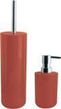 MSV Toiletborstel in houder 38 cm/zeeppompje 260 ml set Moods - kunststof - terracotta