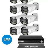 Ensemble de 8 caméras bullet POE, 4MP, avec un enregistreur NVR et un commutateur POE