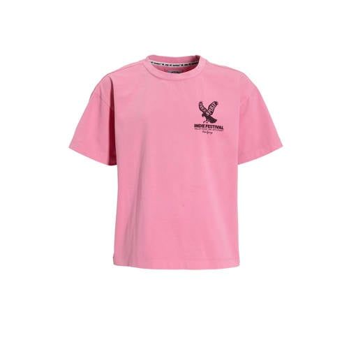Me & My Monkey oversized T-shirt Violet met backprint roze