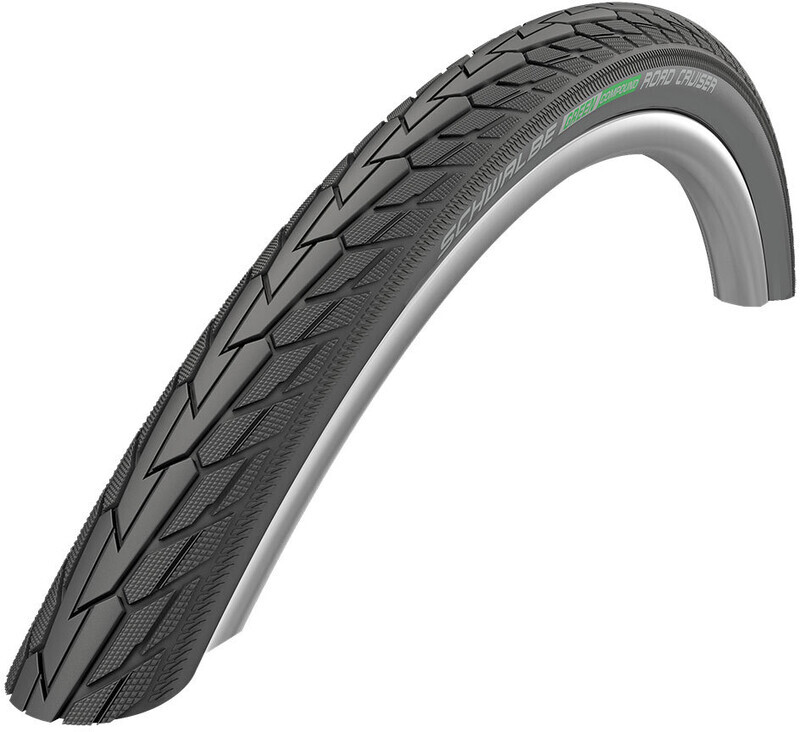 SCHWALBE SCHWALBE Road Cruiser Active Clincher Tyre 14x1 3/8" KvlrGuard Green Compound, zwart