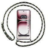 Transparante Oppo Transparante beschermhoes voor de Oppo Reno 12 5G, met koord groen/goud