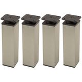 cyclingcolors 4 meubelpoten 40 x 40 mm, hoogte 150 mm, van aluminium met instelling 15 mm, universeel voor bank, kast, keuken, badkamer, roestvrijstalen afwerking