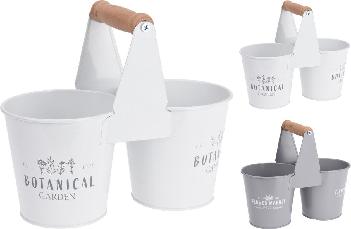 L28 Dubbele Bloemen- en Kruidenhouder - Wit - Metaal - 8720813610020