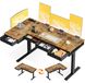 Bureau réglable en hauteur, 160x80 cm, avec 4 tiroirs