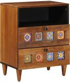 vidaXL Nachtkastje Bruin 50 x 33 x 62 cm Massief Mangohout