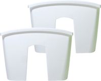 Prosperplast 2x stuks balkon railing opzet plantenbakken/bloembakken kunststof 24 x 28 x 20 cm parel wit kleur voor buiten