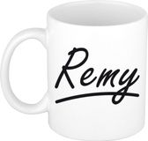 Bellatio Decorations Remy Naam koffiemok - beker - met sierlijke letters - wit