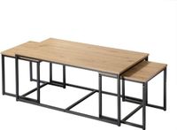 CaliCosy Salontafel Set van 3 Eikenlook MDF Rechthoek Industrieel