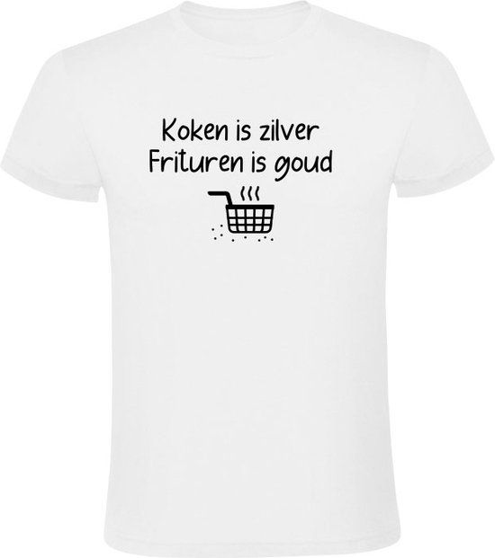 Sol's Koken is zilver, frituren is goud Heren T-shirt - 3XL - Wit