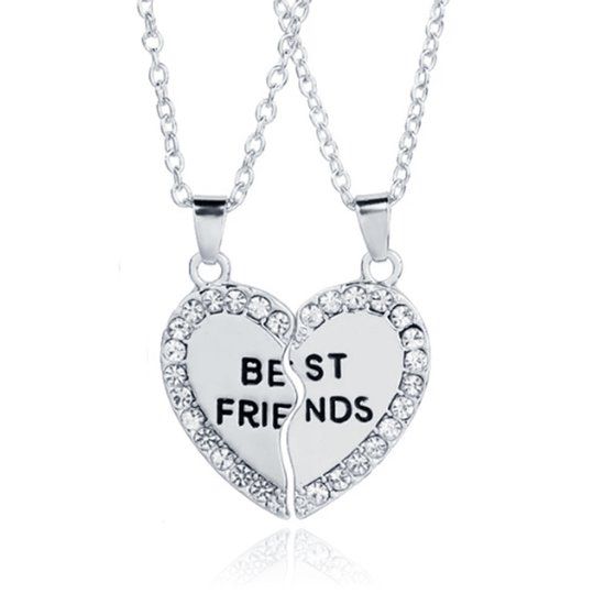 LGT JWLS LGT Jewels BFF Ketting Best Friends Hartje Kristallen Zilverkleurig