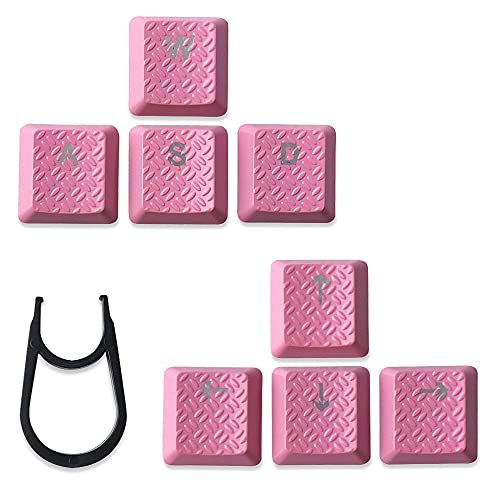 HUIYUN Textuur Tactility Backlit Keycaps Vervanging voor GL Tastbare Schakelaar Logitech G813/G815/G913/G915 TKL RGB Mechanisch Gaming Toetsenbord (WASD+Pijltjestoetsen Roze)