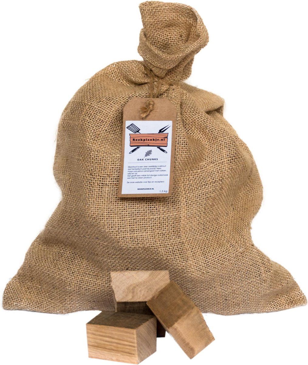 Rookplankje.nl Eiken Chunks 1,5kg | BBQ Rookhout | 7444735413415